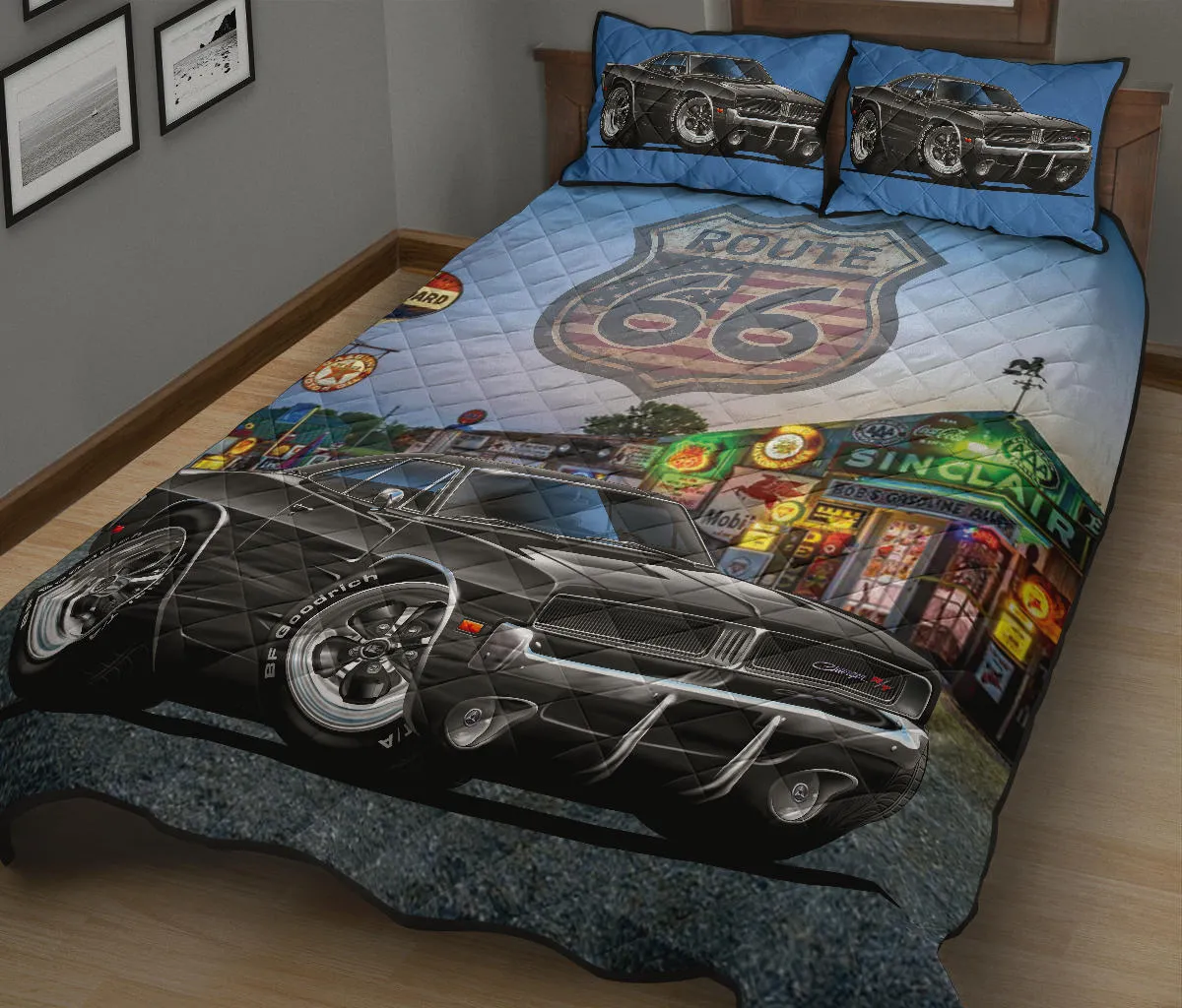 1969 Charger Route 66 Quilt Set