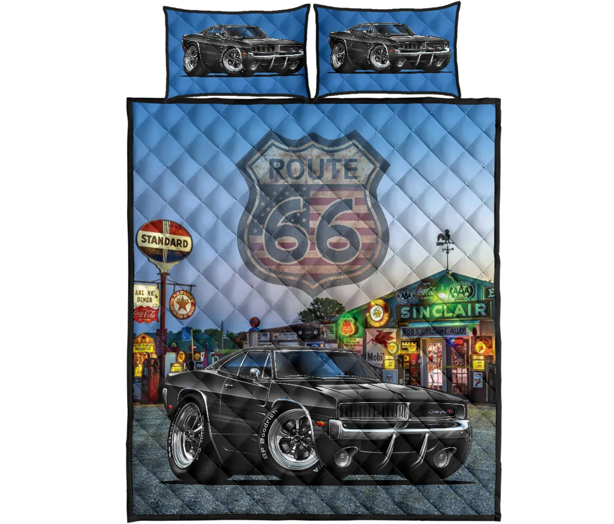 1969 Charger Route 66 Quilt Set