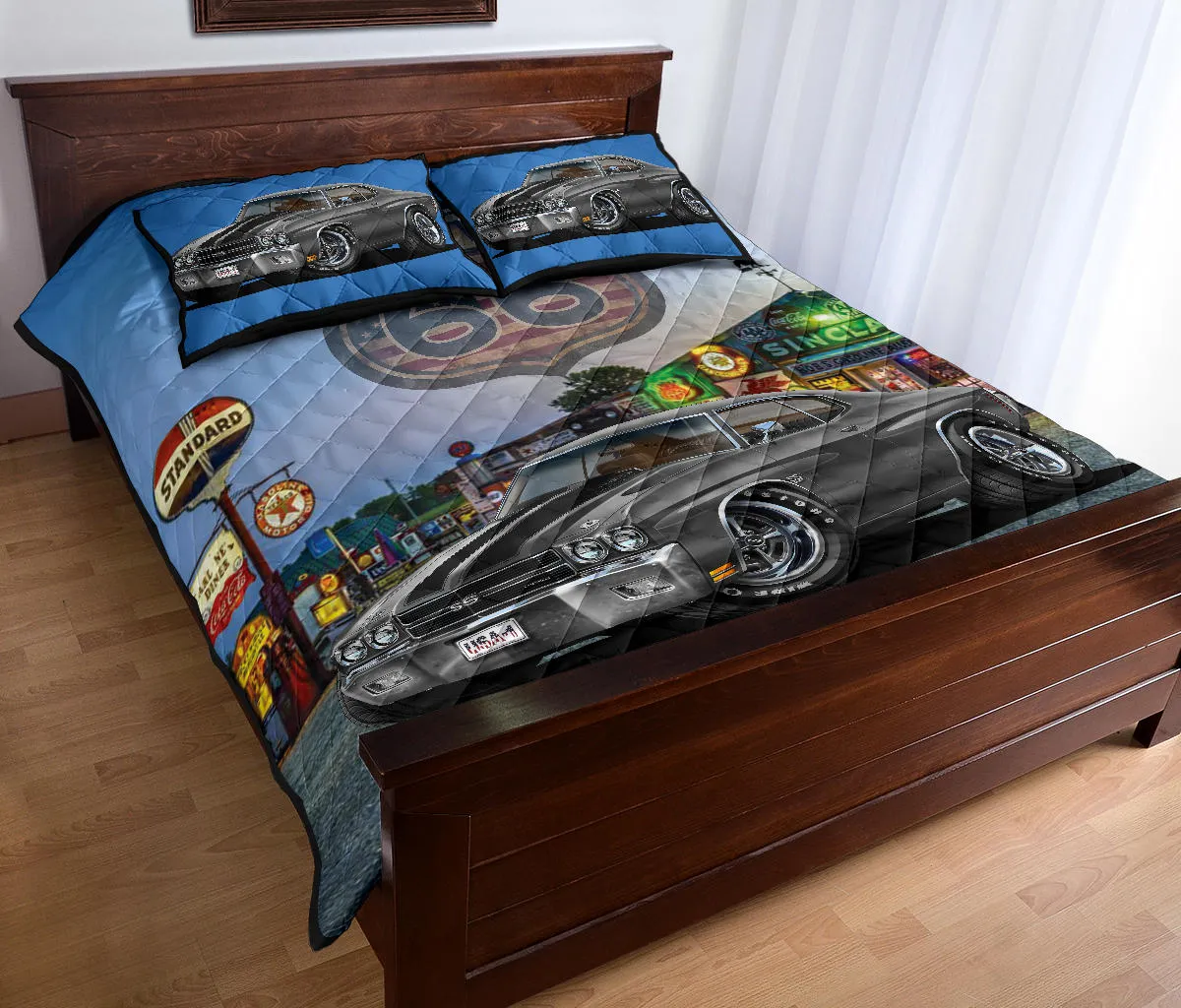 1971 Chevelle Gray Route 66 Quilt Set