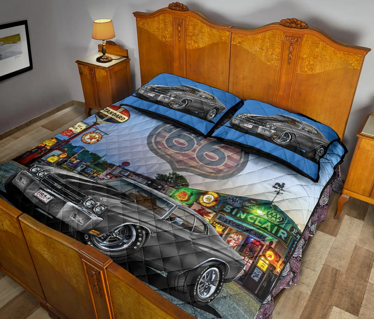 1971 Chevelle Gray Route 66 Quilt Set