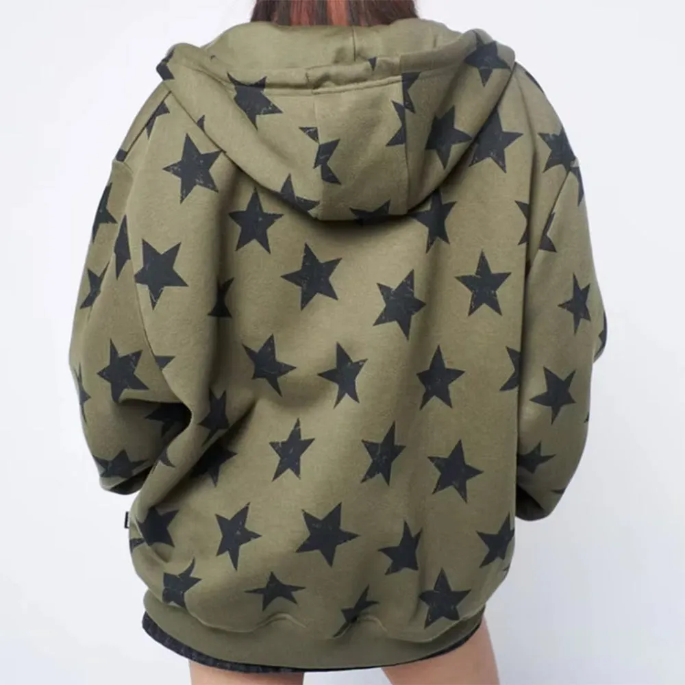 2000s Aesthetic Star Print Hoodie