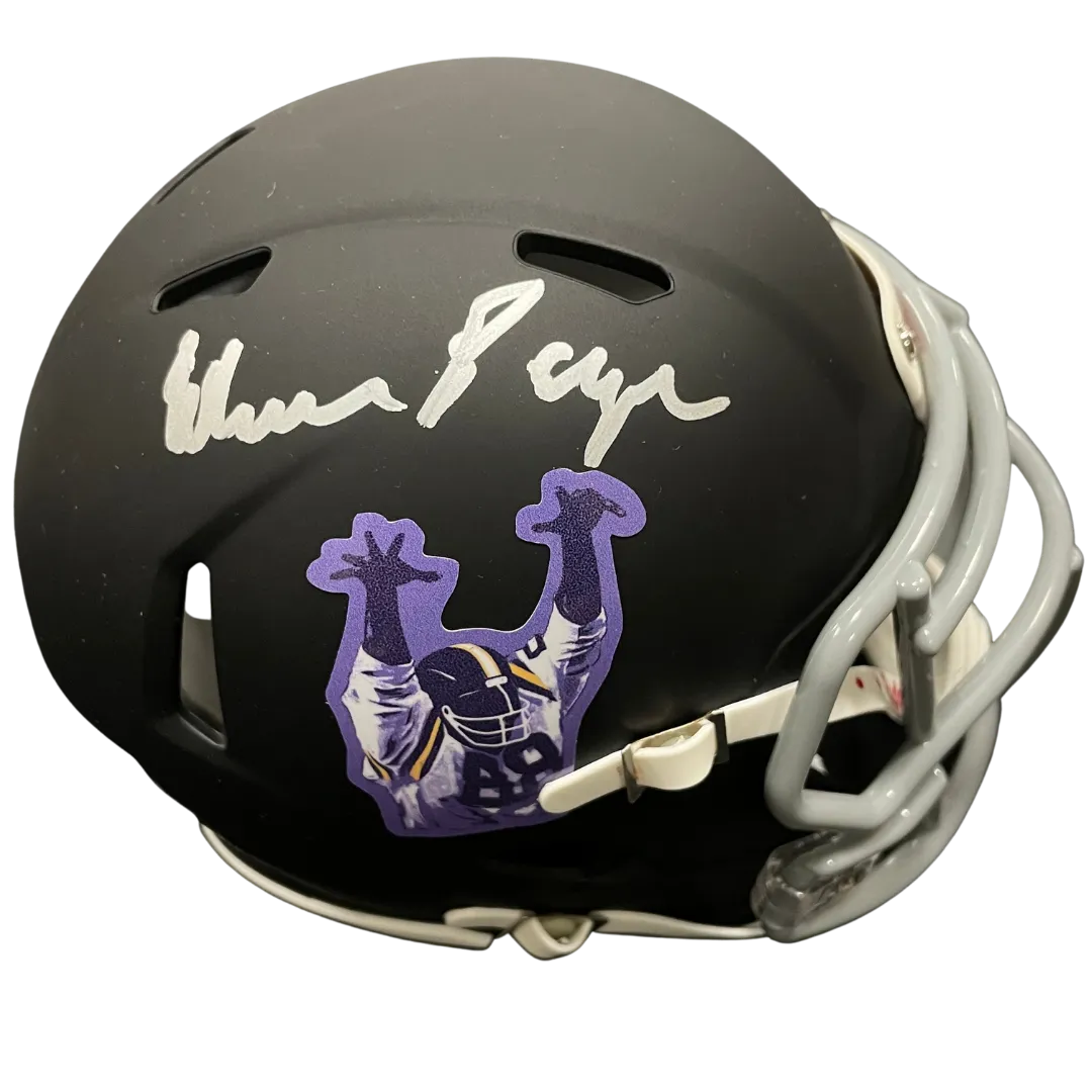 Alan Page Autographed Custom SotaStick Art Blackout Mini Helmet (Standard Number)