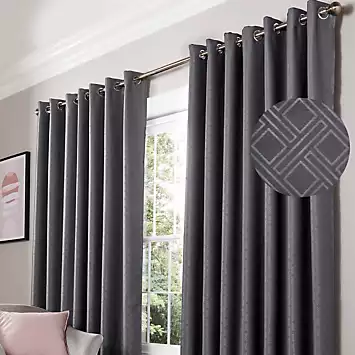 Alan Symonds Diamond Pair of Blackout Eyelet Curtains | Kaleidoscope