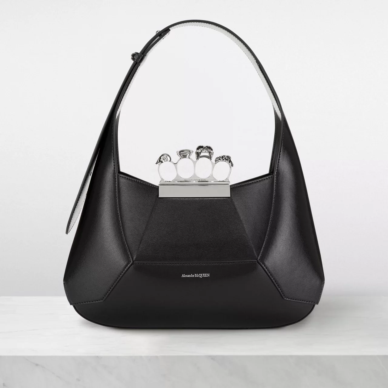 ALEXANDER MCQUEEN Hobo Jewelled Shoulder Bag - Black