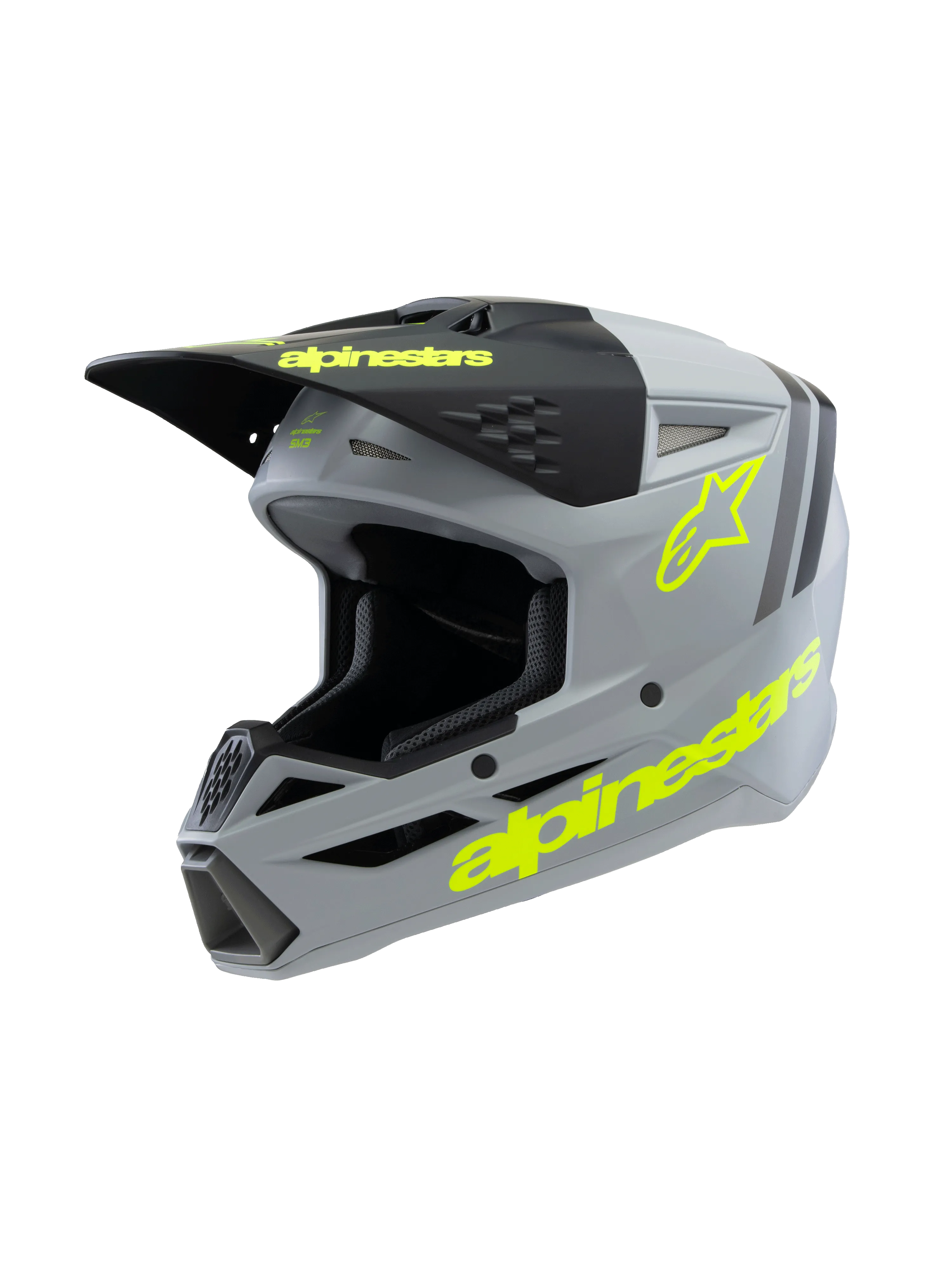 Alpinestars - 2025 SM3 Youth Radium Grey Black Yellow Matt MX Helmet