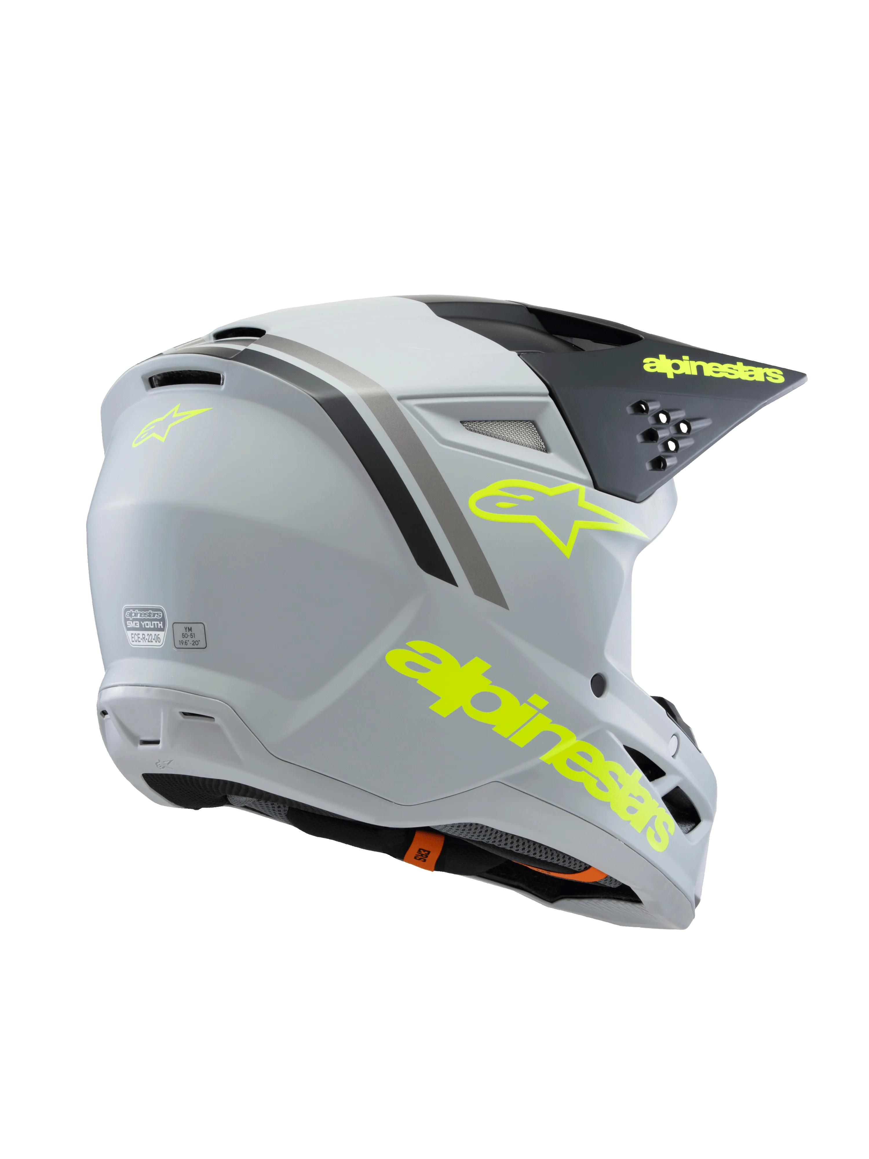 Alpinestars - 2025 SM3 Youth Radium Grey Black Yellow Matt MX Helmet