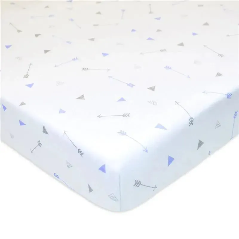 American Baby - Printed 100% Cotton Jersey Knit Fitted Crib Sheet, Blue Arrows