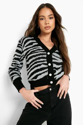 Animal Cardigan With Deep Hem And Cuff