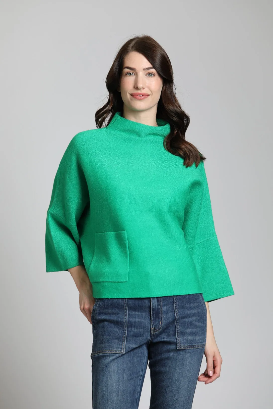 APNY Funnel Neck Sweater With Patch Pocket