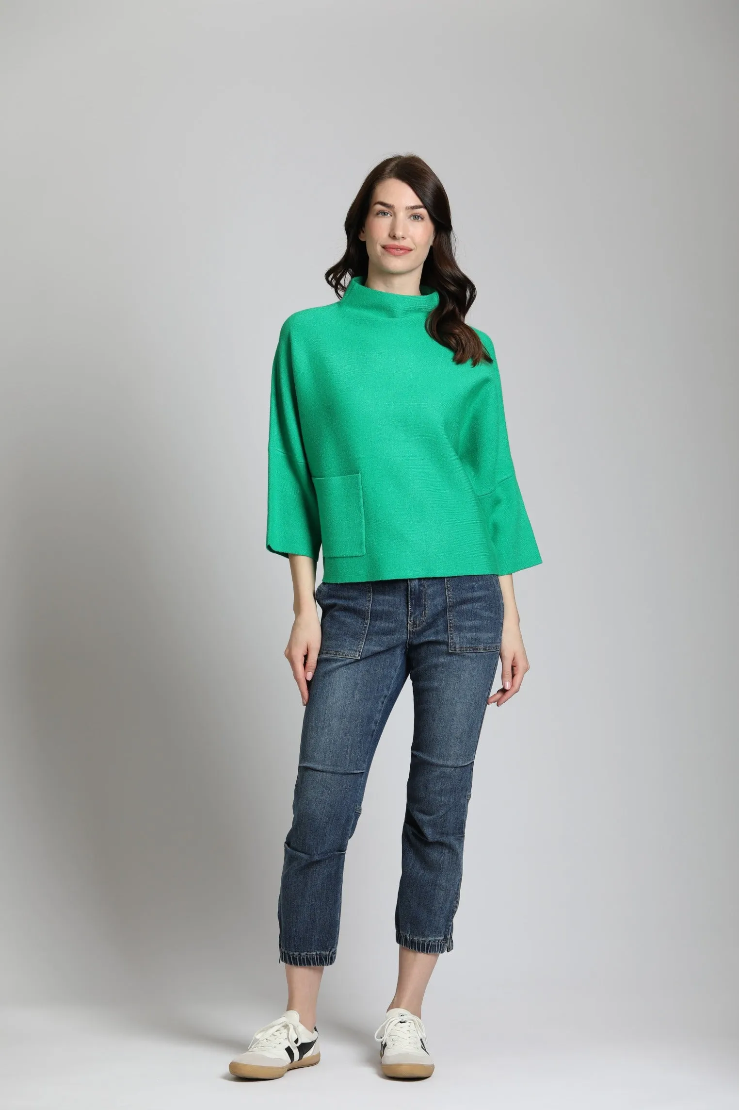 APNY Funnel Neck Sweater With Patch Pocket