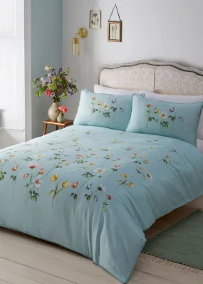 Appletree Heritage Serenity Sateen Blue Duvet Cover Set