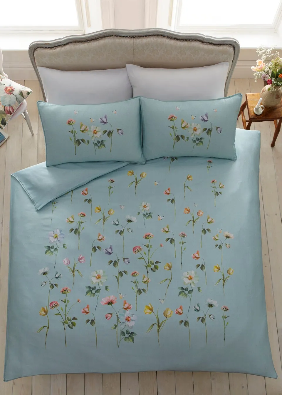 Appletree Heritage Serenity Sateen Blue Duvet Cover Set