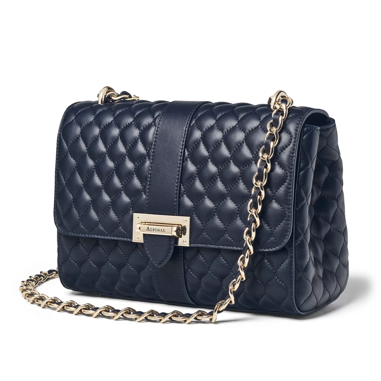 ASPINAL OF LONDON ONLINE EXCLUSIVE Lottie Large Quilted Shoulder Bag - Navy