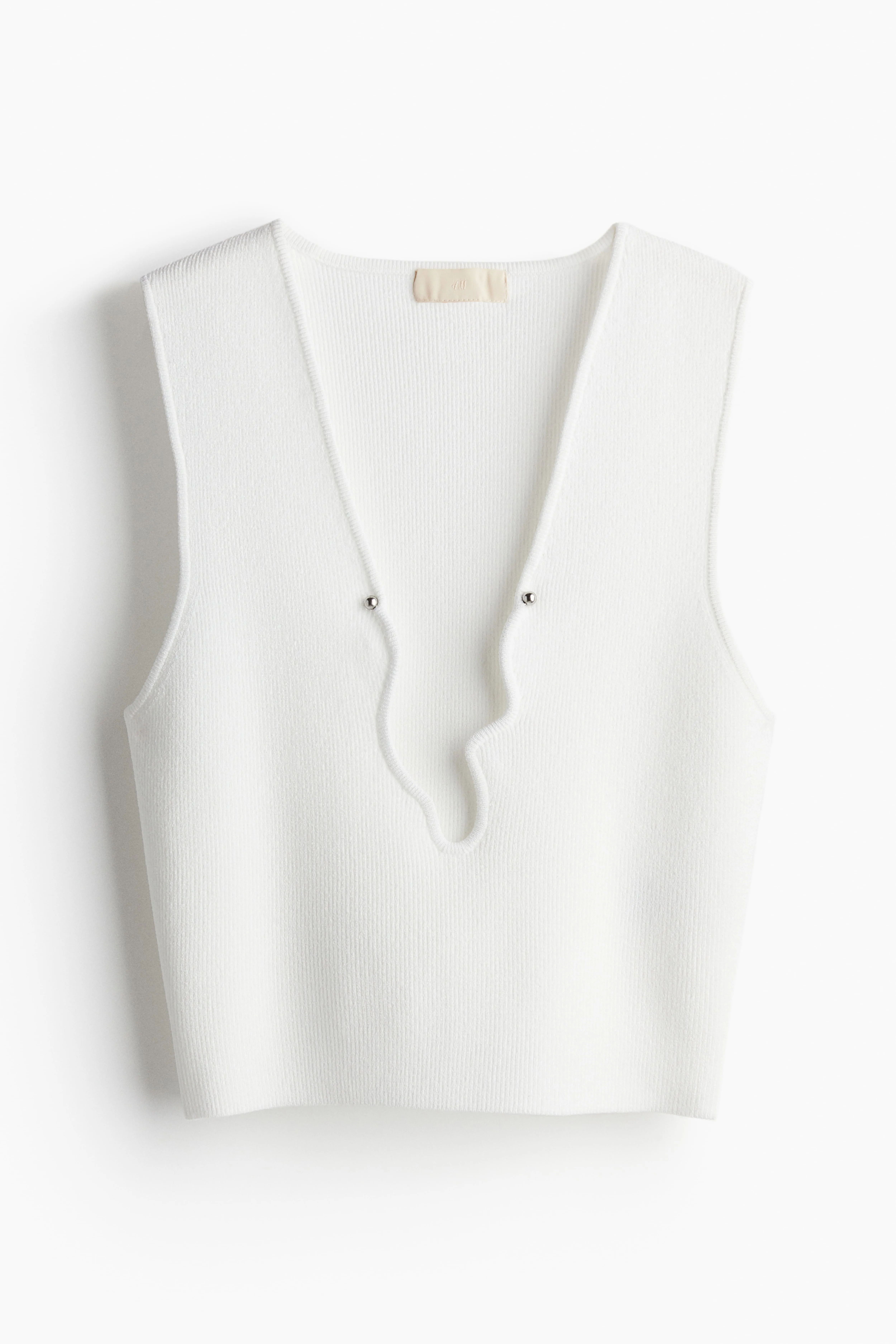 Asymmetric-neck vest top - Asymmetric neckline - Sleeveless - White - Ladies | H&M GB