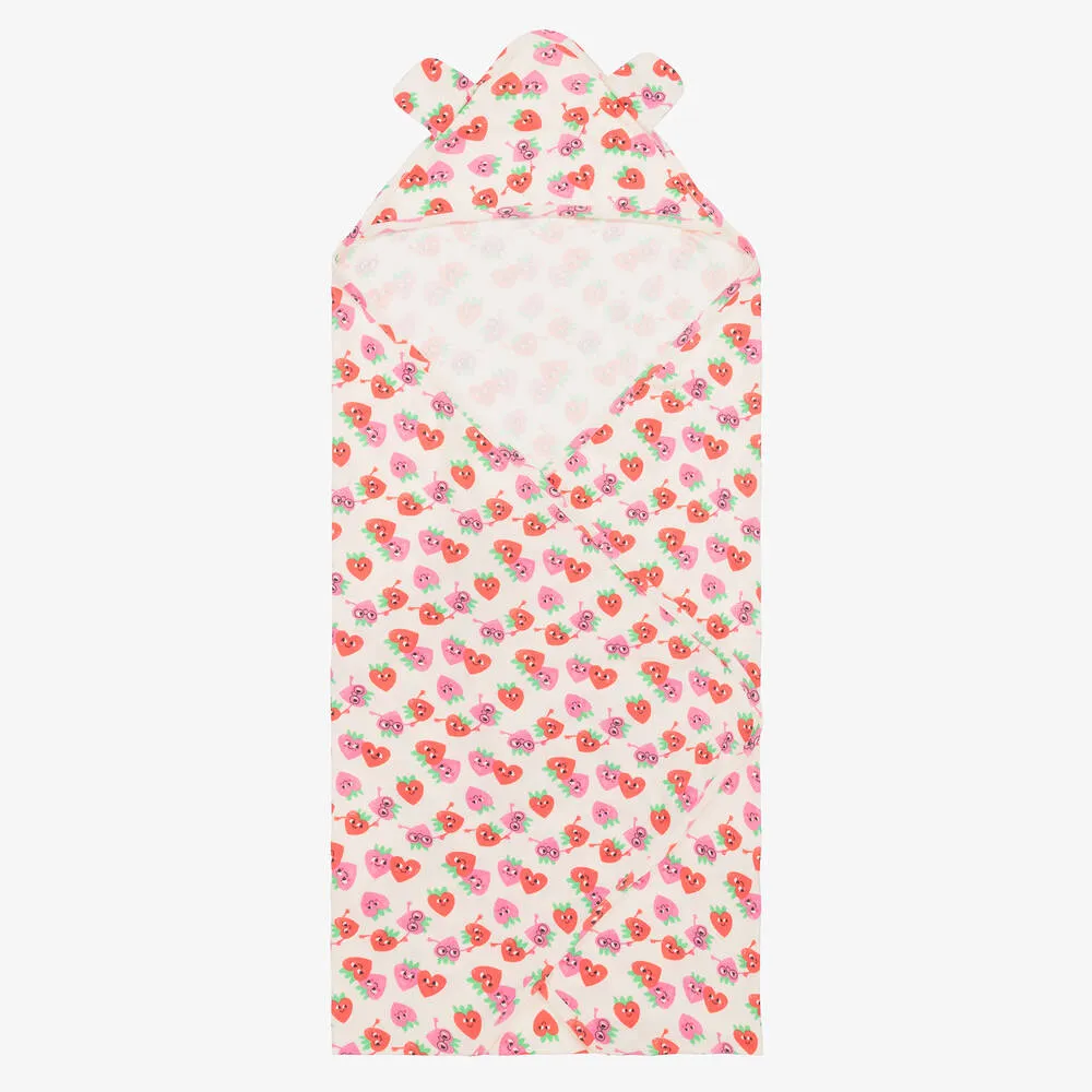 Baby Girls Ivory & Pink Hooded Blanket (100cm)