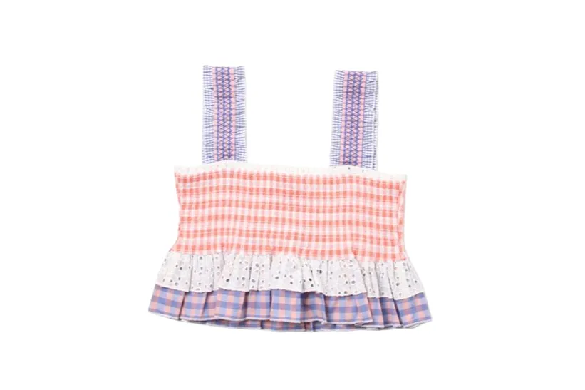 BAPY PATCHWORK CHECKED SLEEVELESS TOP LADIES