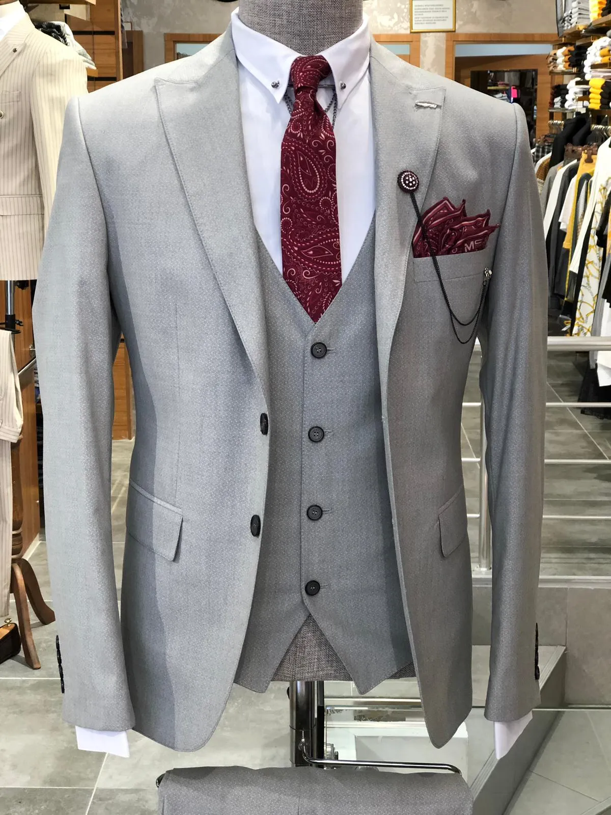 Barco Slim-Fit Suit Vest Gray