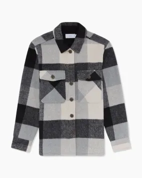 Blanket Shacket | Black/Off White Buffalo Plaid