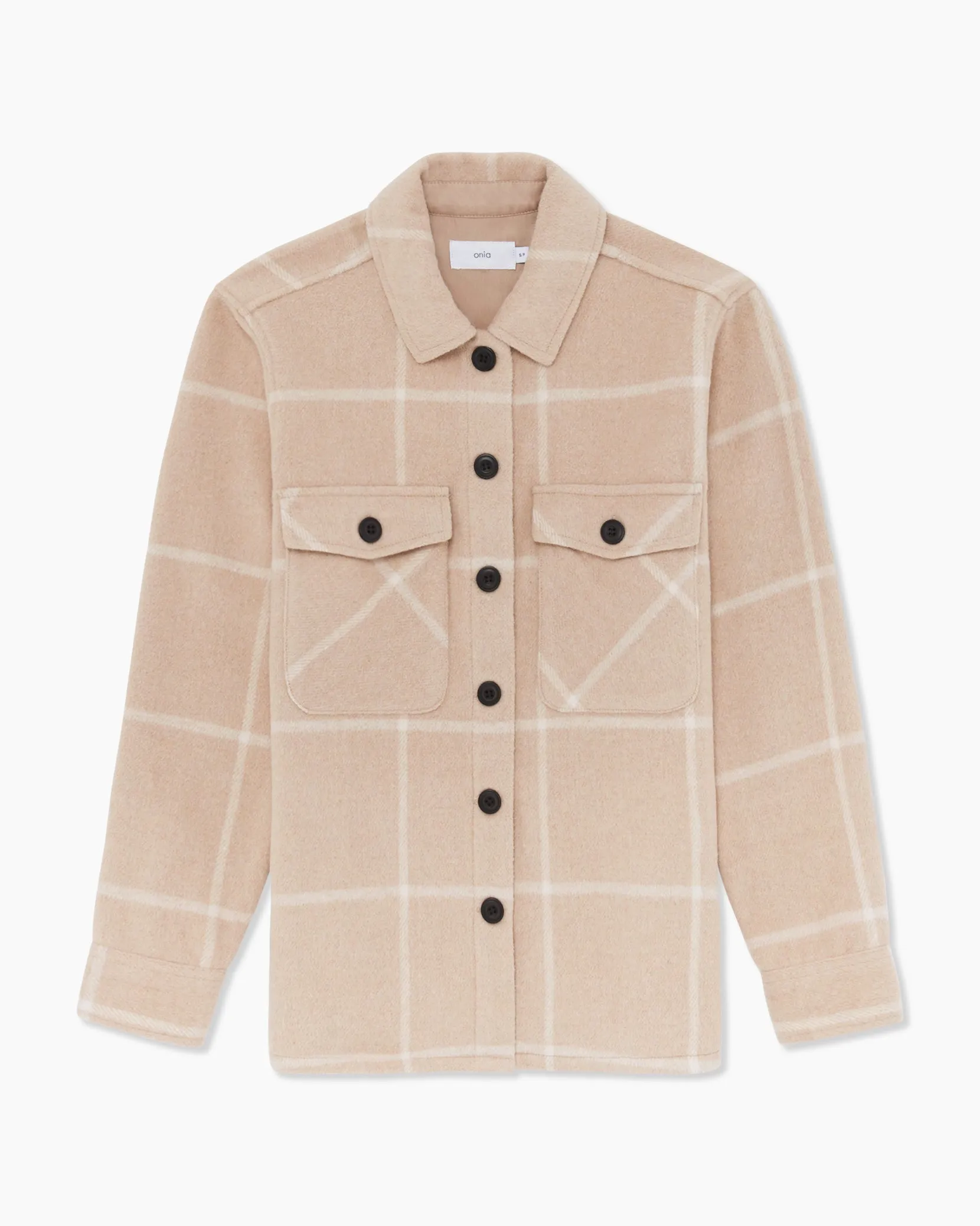 Blanket Shacket | Light Camel/Oat Windowpane