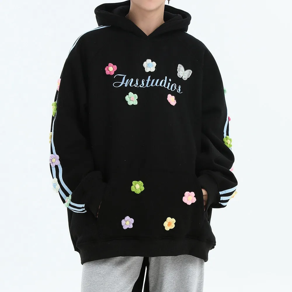 Blokette Aesthetic Floral Embroidery Hoodie