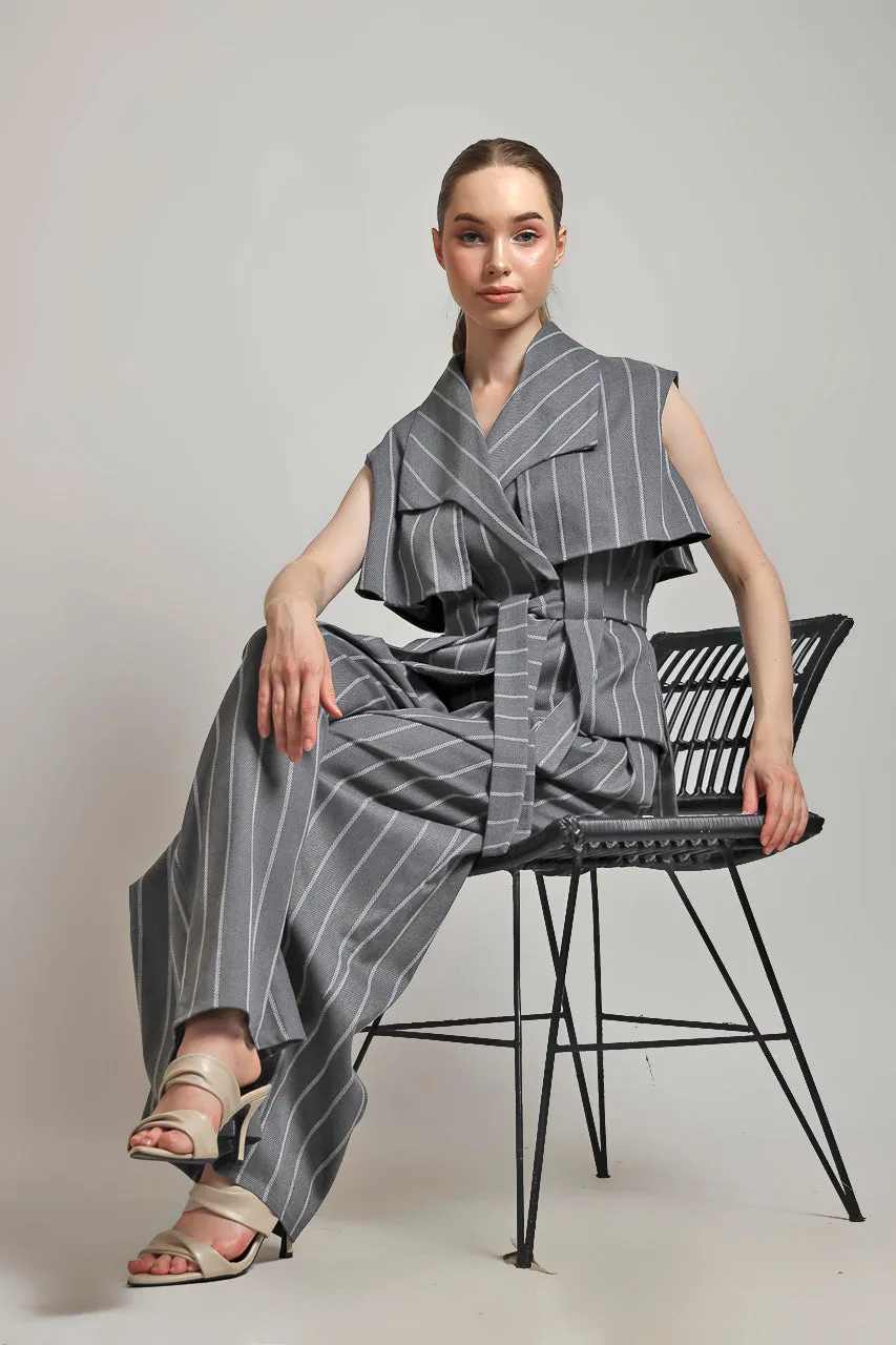 Bloom et Champs ACK Vest Stripe Grey/ Zest Pants in Stripe Grey