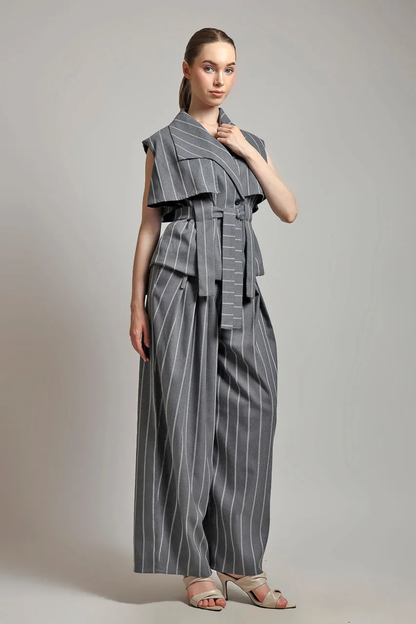 Bloom et Champs ACK Vest Stripe Grey/ Zest Pants in Stripe Grey