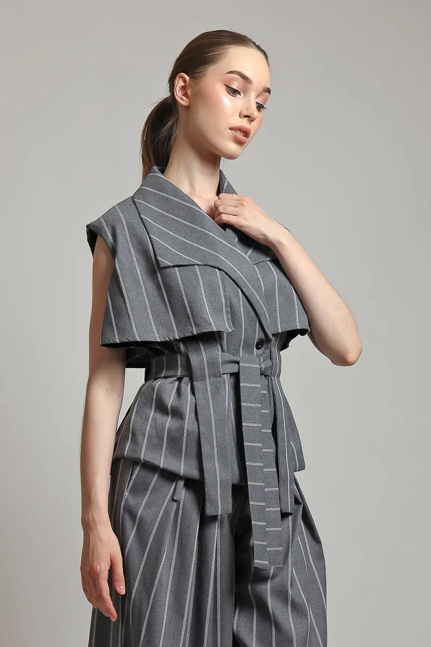 Bloom et Champs ACK Vest Stripe Grey/ Zest Pants in Stripe Grey