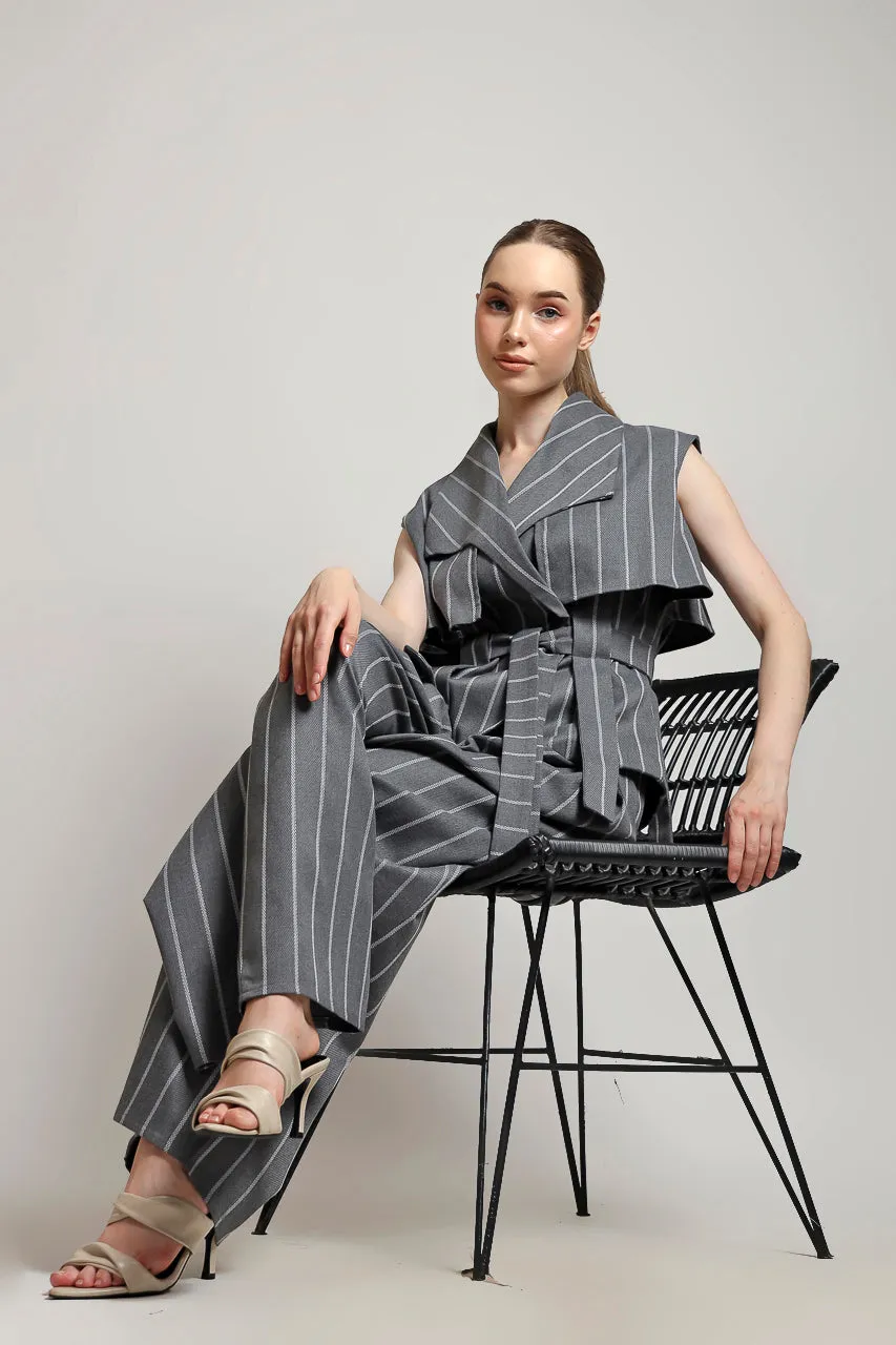 Bloom et Champs ACK Vest Stripe Grey/ Zest Pants in Stripe Grey