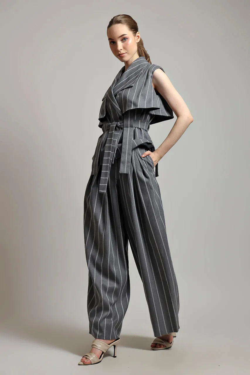 Bloom et Champs ACK Vest Stripe Grey/ Zest Pants in Stripe Grey