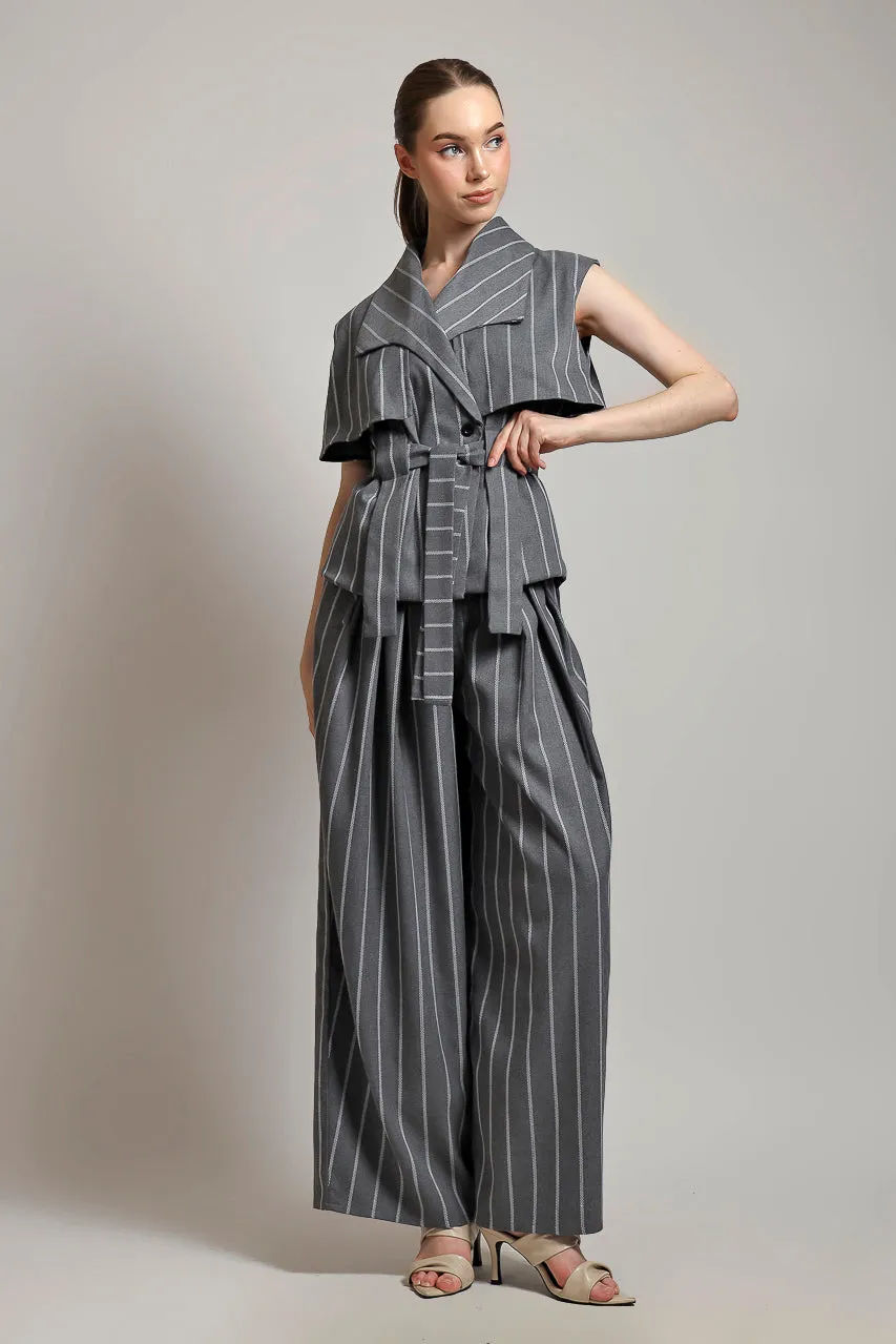 Bloom et Champs ACK Vest Stripe Grey/ Zest Pants in Stripe Grey