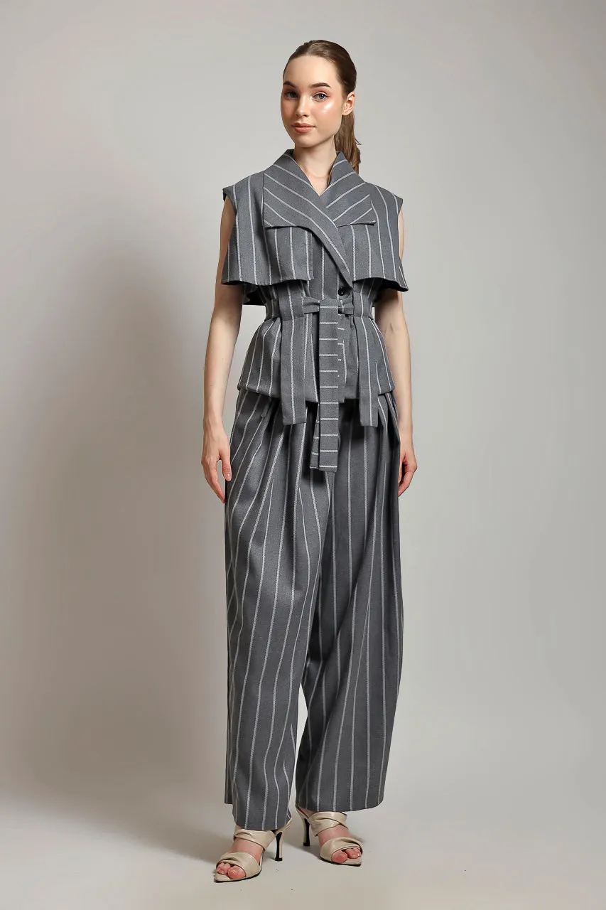 Bloom et Champs ACK Vest Stripe Grey/ Zest Pants in Stripe Grey