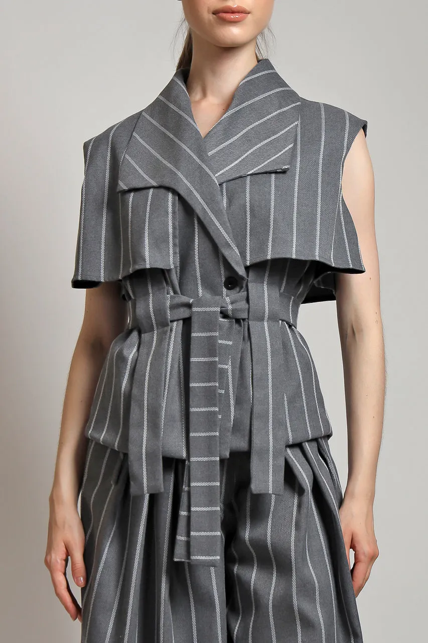 Bloom et Champs ACK Vest Stripe Grey/ Zest Pants in Stripe Grey