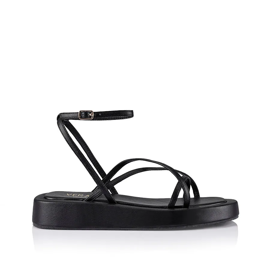 Bondi Flatform Sandals - Black Smooth