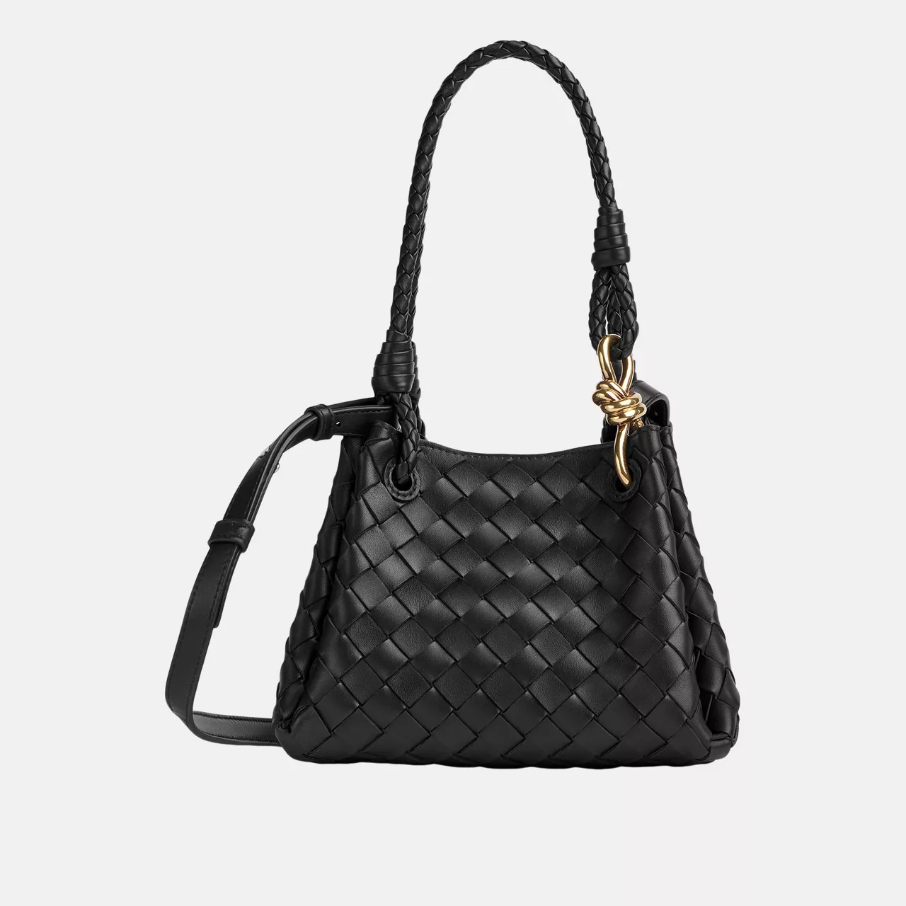 BOTTEGA VENETA Small Parachute Shoulder Bag - BLACK-M BRASS