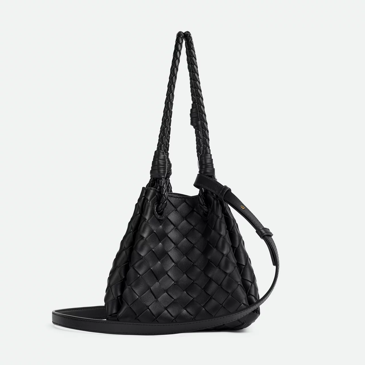 BOTTEGA VENETA Small Parachute Shoulder Bag - BLACK-M BRASS