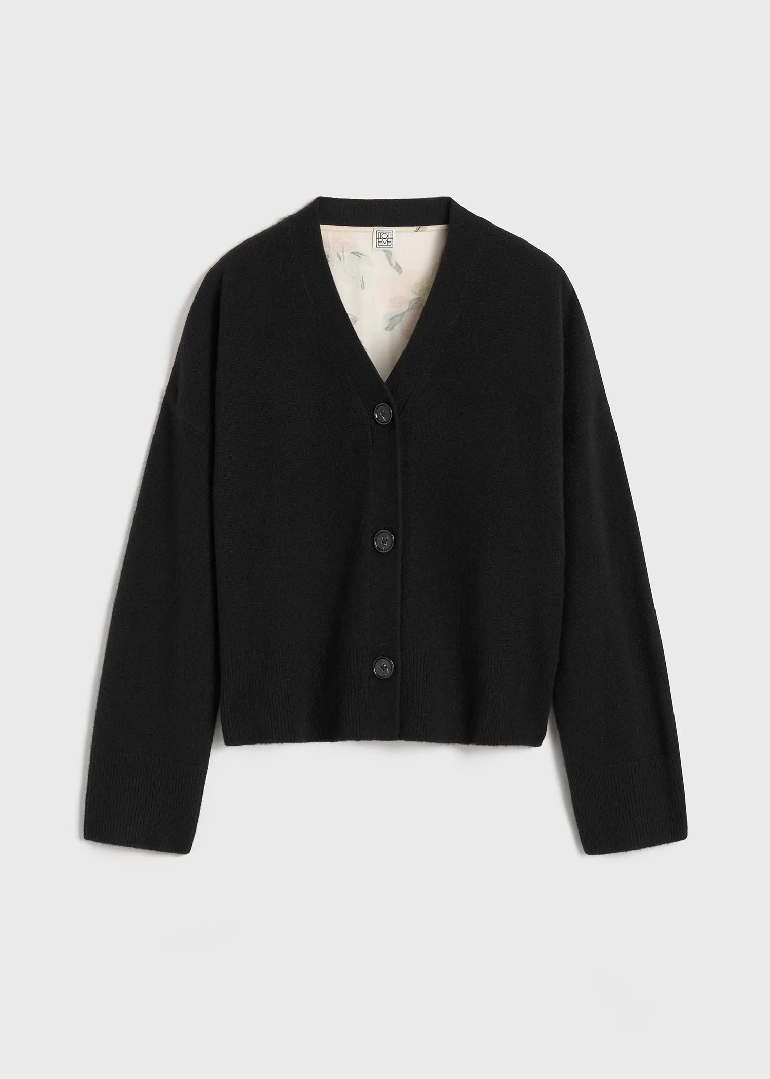 Boxy satin-back cardigan black