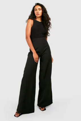 Buckle Side High Waisted Wide Leg Pants