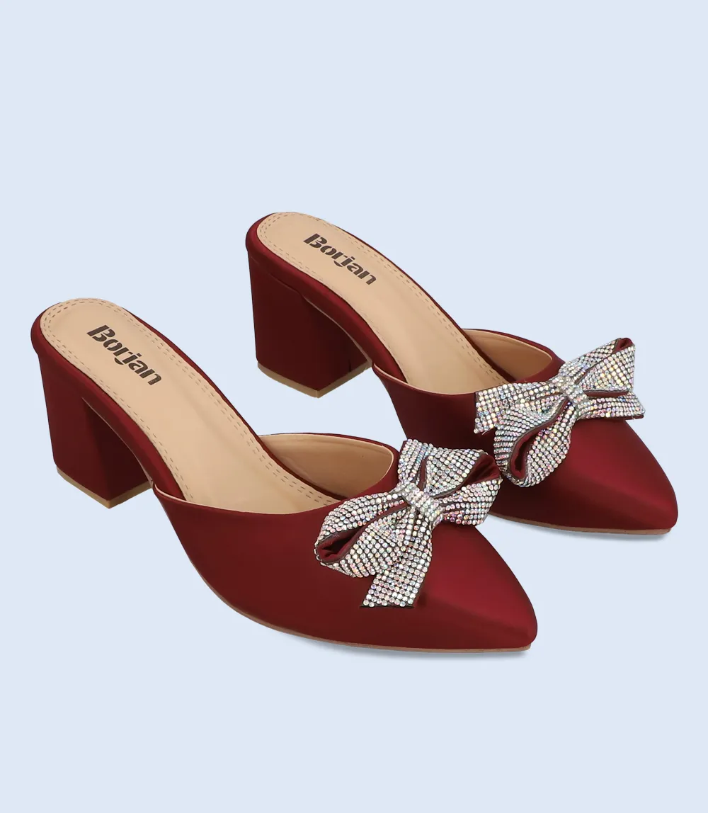 BW9533-MAROON/GOL-Women Formal Mules