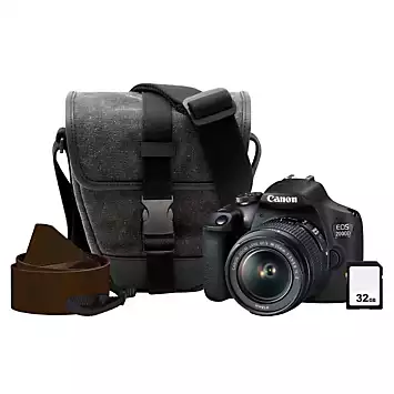 Canon EOS 2000D DSLR Camera with EF-S 18-55 mm IS II Lens, 32 GB SD Card, Case & Neck Strap | Kaleidoscope