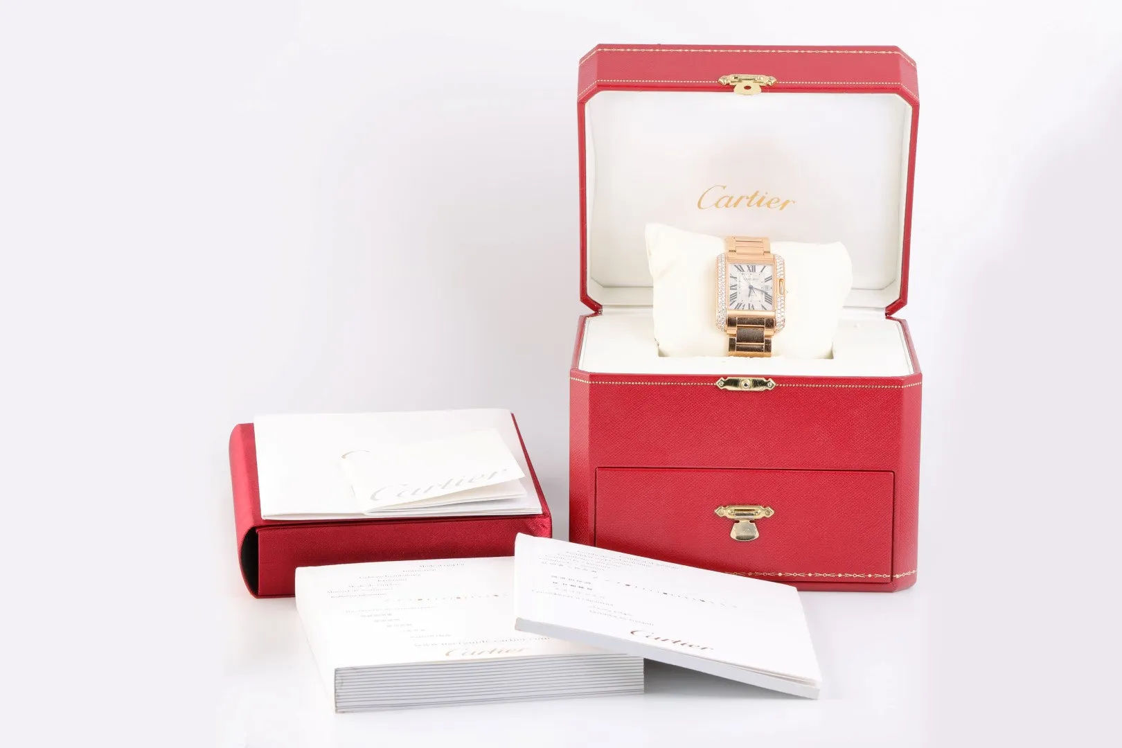 Cartier Tank Anglaise 3508 18K Rose Gold Factory Diamonds 39mm