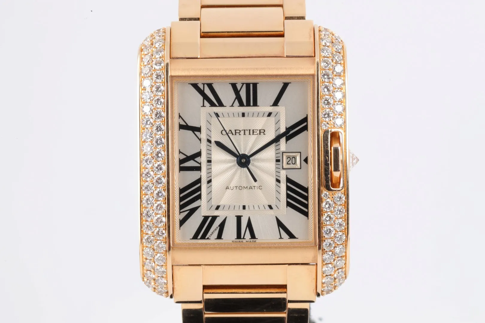 Cartier Tank Anglaise 3508 18K Rose Gold Factory Diamonds 39mm