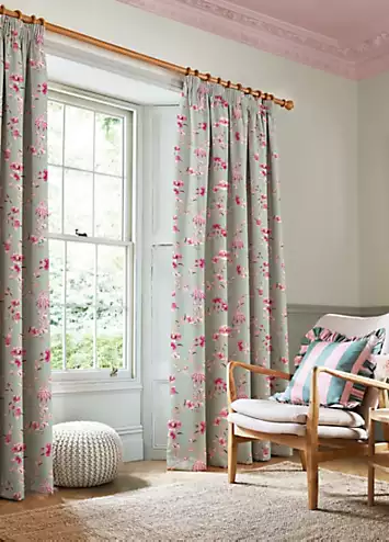 Cath Kidston Friendship Gardens Pair of Blackout Lined Pencil Pleat Curtains | Kaleidoscope