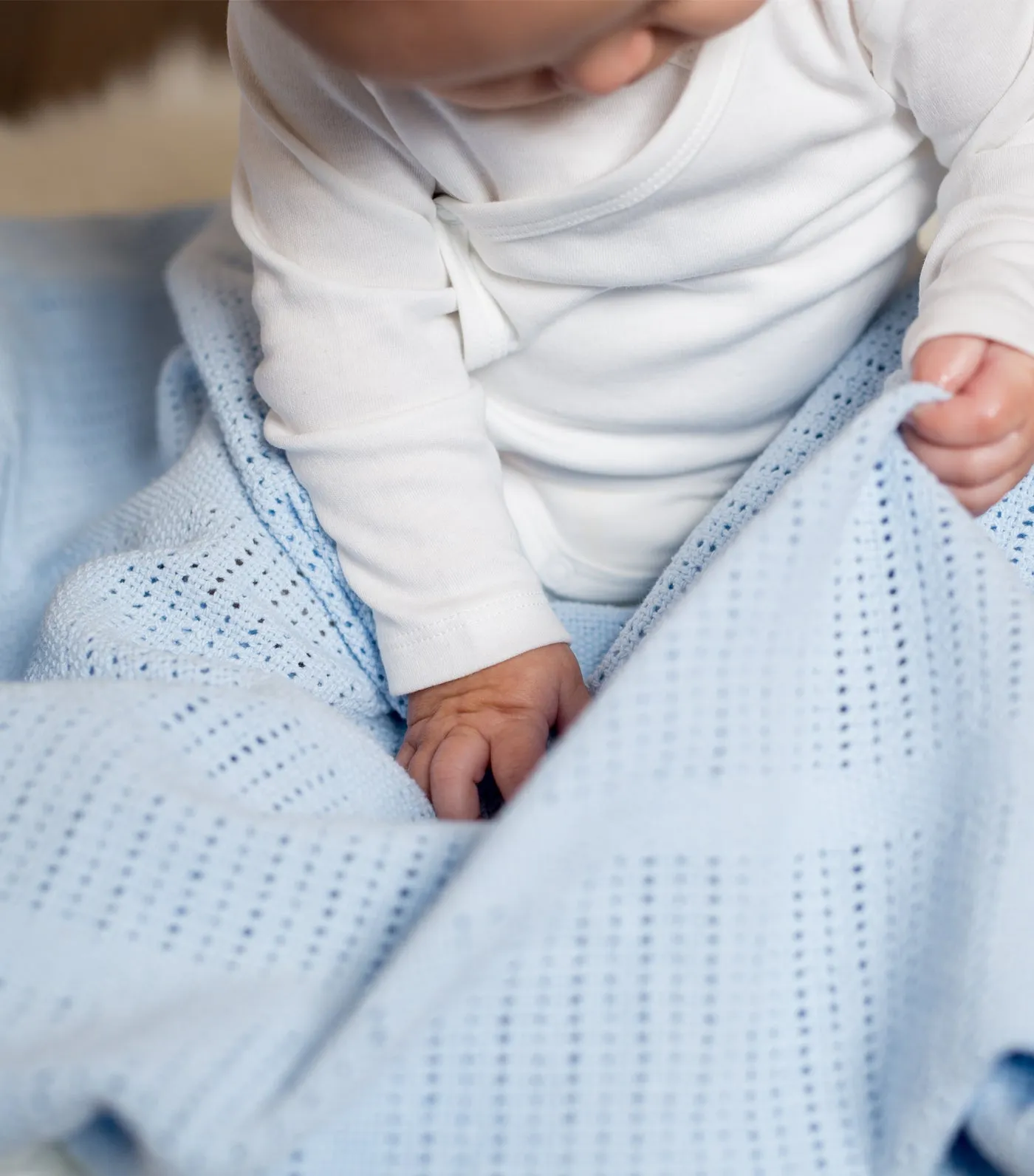 Cellular Cotton Baby Blanket - Blue