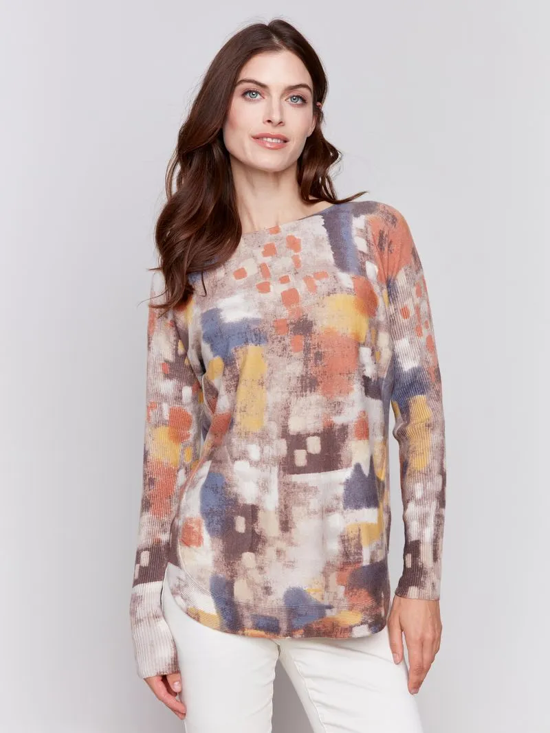 Charlie B Printed Plush Knit Sweater