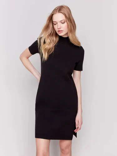 Charlie B Short-Sleeve Mock Neck Sweater Dress