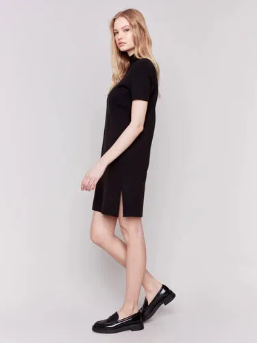 Charlie B Short-Sleeve Mock Neck Sweater Dress