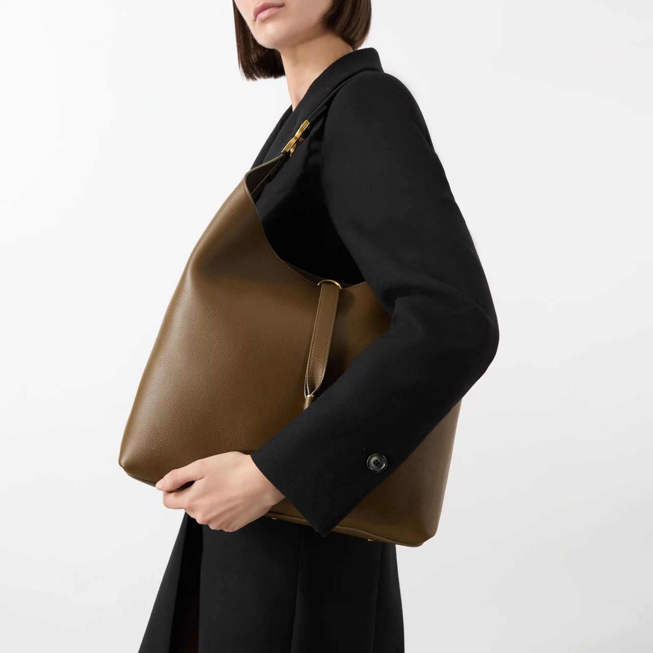 CHLOÉ The Sustainable Edit Marcie Medium Hobo Shoulder Bag - Dark Khaki