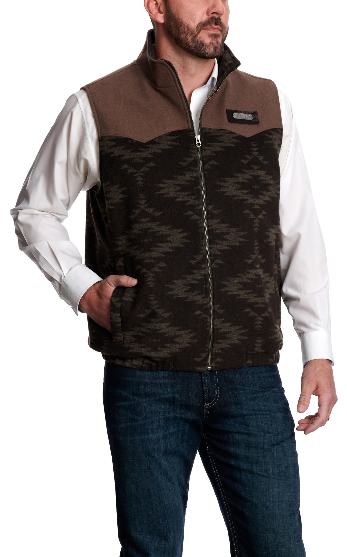 Cinch Men's Coffee & Chocolate Aztec Poly-Wool Concealed Carry Vest