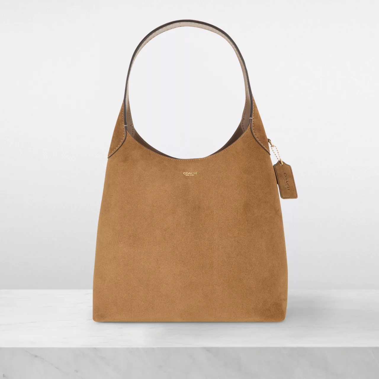 COACH Brooklyn 39 Suede Shoulder Bag - Tan