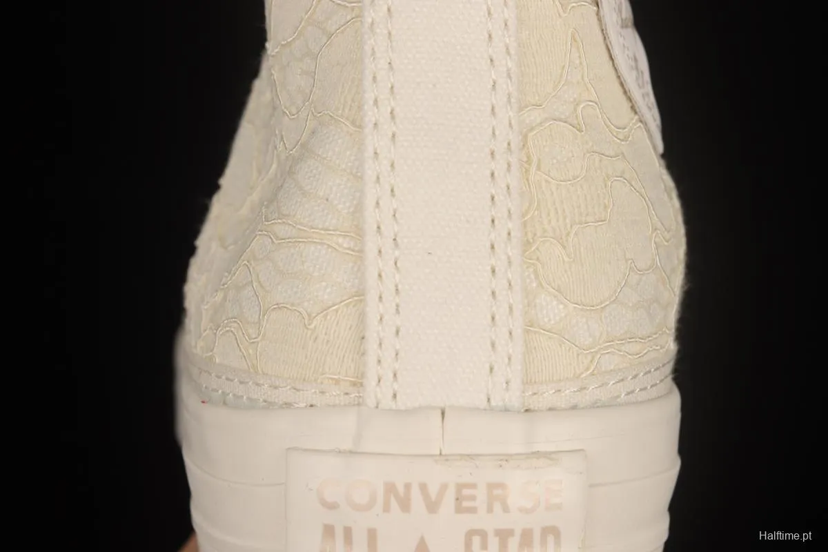 Converse Chuck Taylor All Star Cream Lace High Top Sneakers A01775C